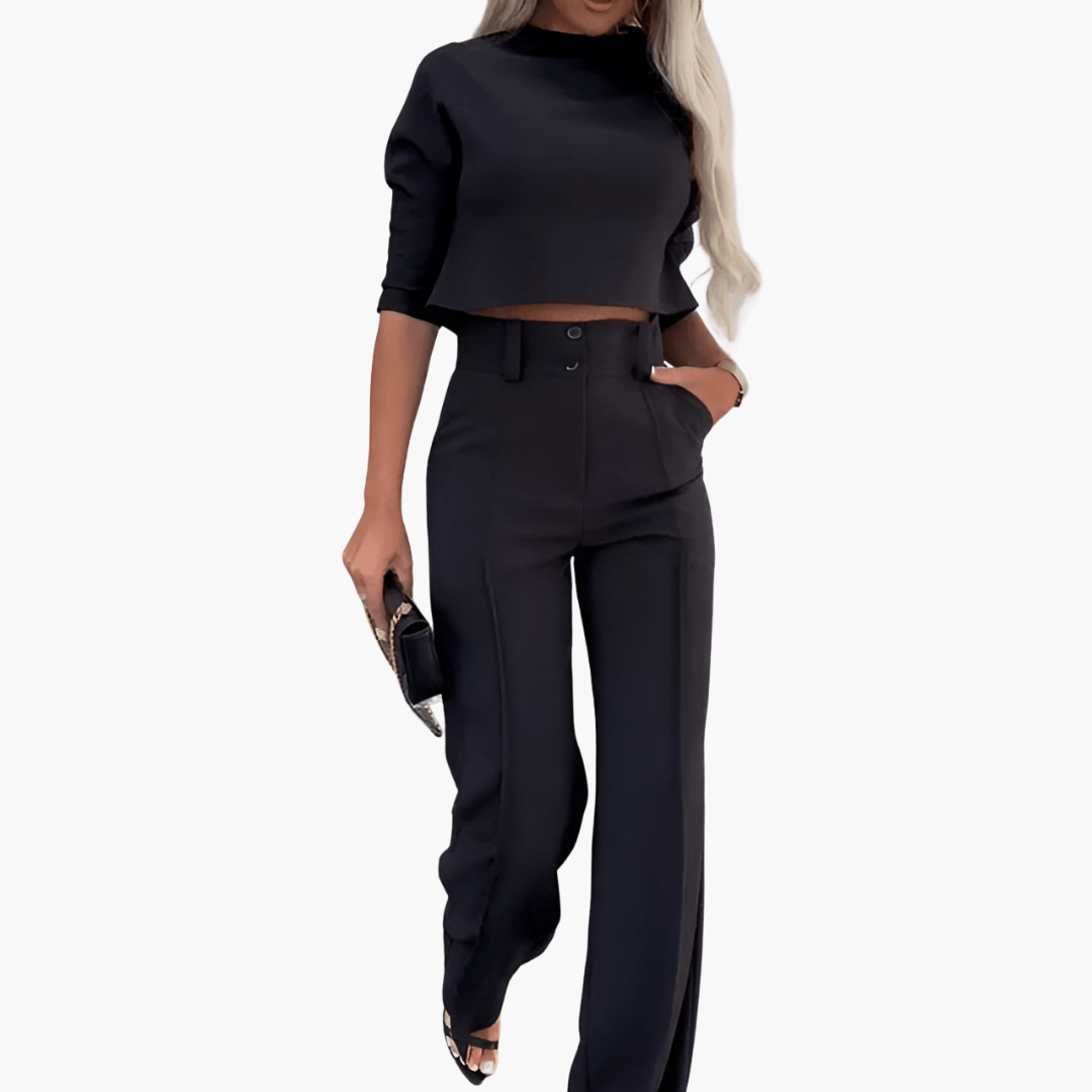 Cleo | Elegancki zestaw z crop topem dla kobiet