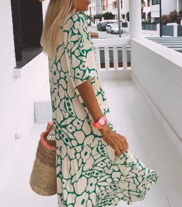 Juni | Sukienka w stylu Ibiza z boho kwiatowym wzorem