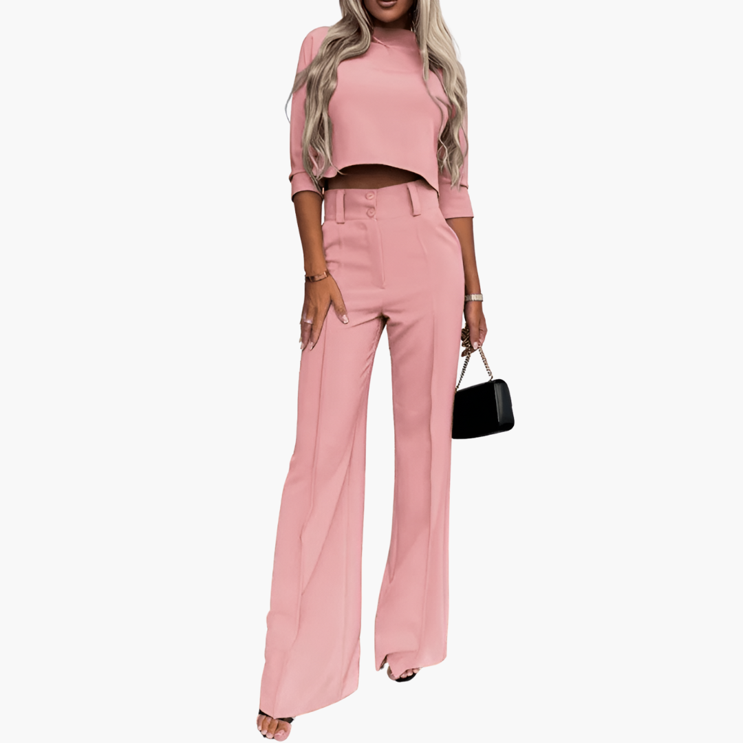Cleo | Elegancki zestaw z crop topem dla kobiet