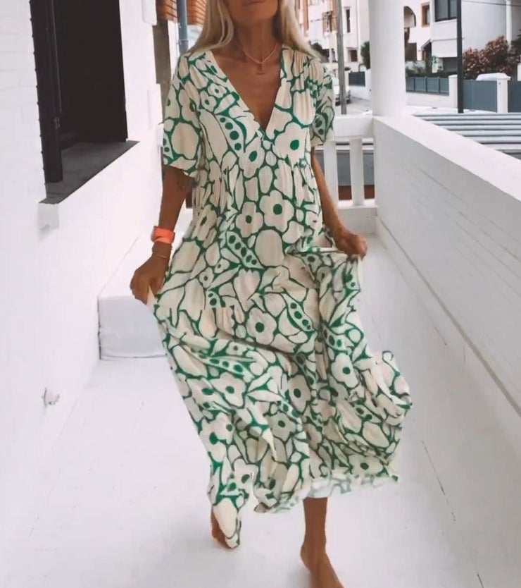 Juni | Sukienka w stylu Ibiza z boho kwiatowym wzorem