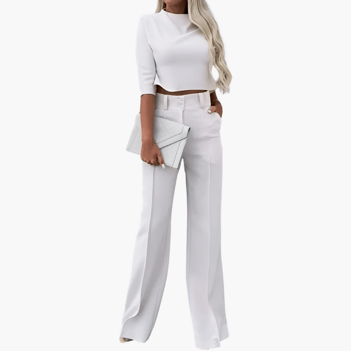 Cleo | Elegancki zestaw z crop topem dla kobiet