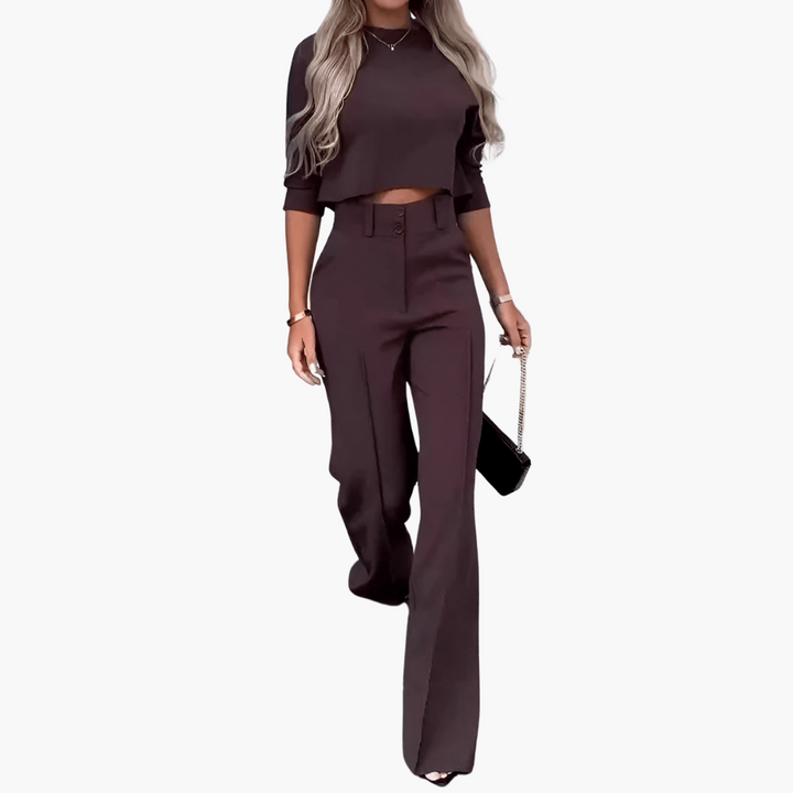 Cleo | Elegancki zestaw z crop topem dla kobiet